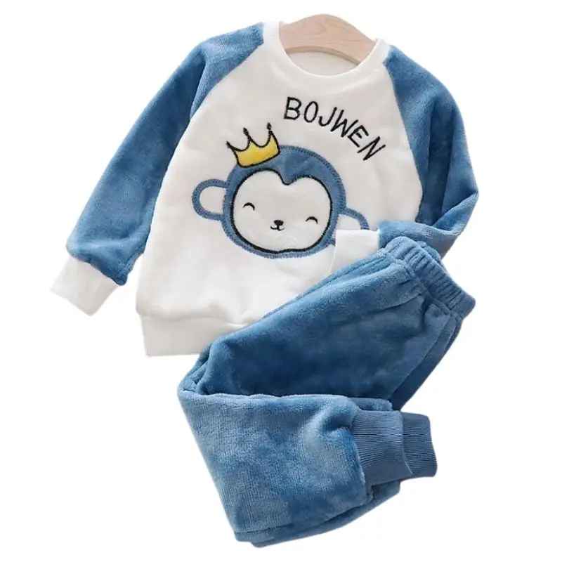 Fleece Pyjamas Barn – Vintermysigt 2-delat Set Blå