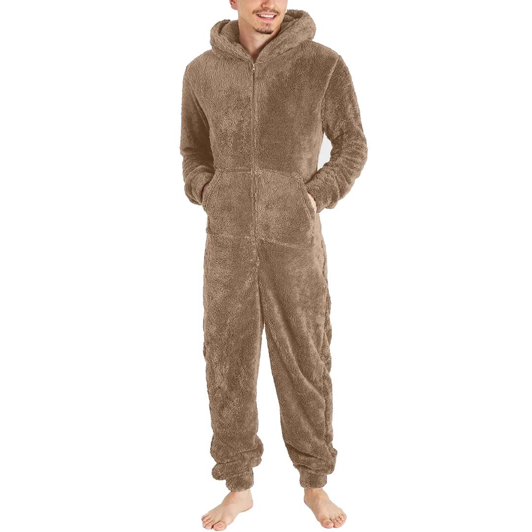 Fleece Jumpsuit Herr – Varm & Mysig Overall Brun