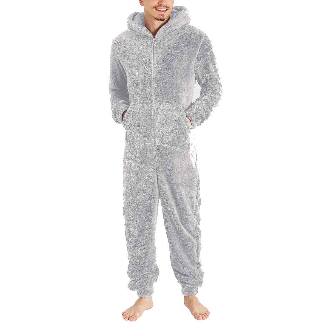 Fleece Jumpsuit Herr – Varm & Mysig Overall Grå