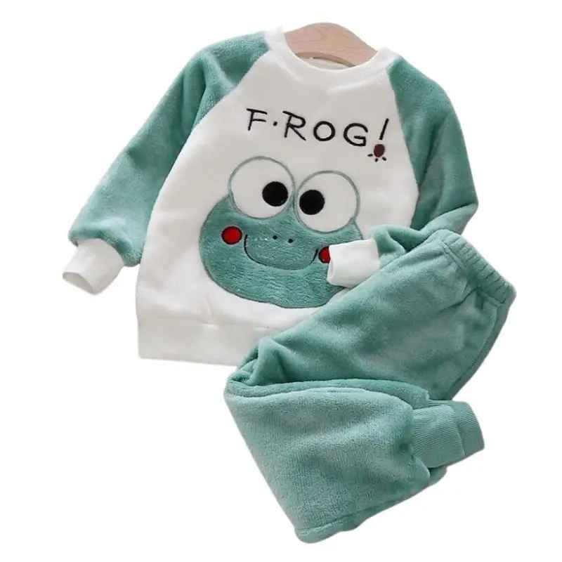 Fleece Pyjamas Barn – Vintermysigt 2-delat Set Grön
