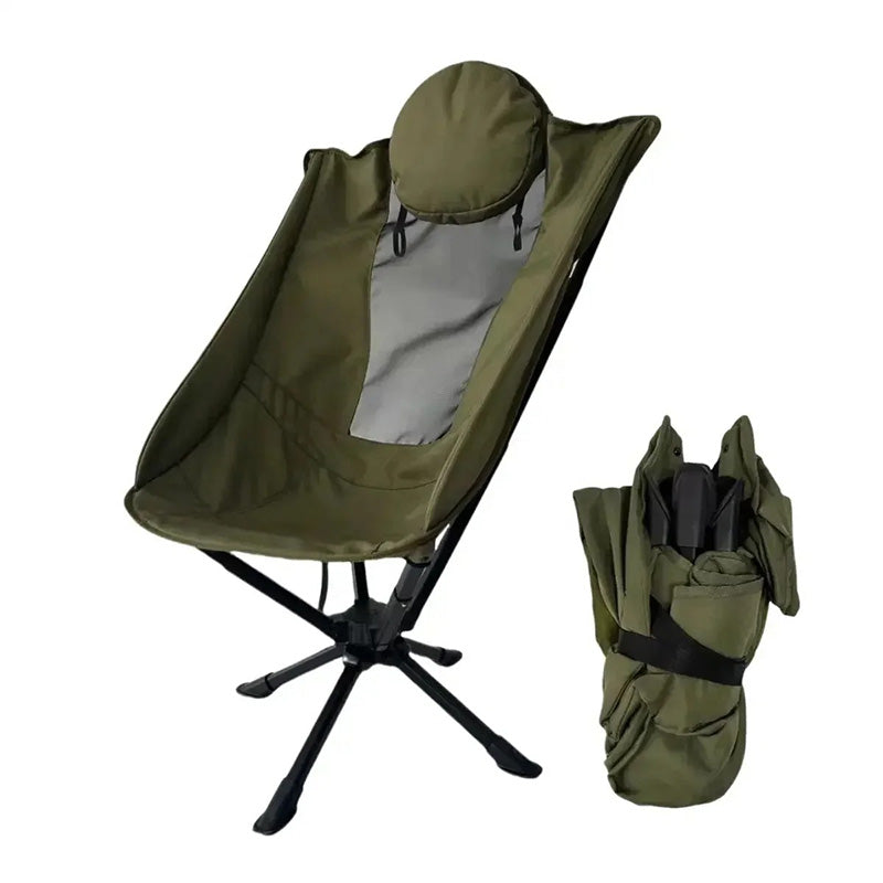 Hopfällbar campingstol med rygg- och nackstöd Grön