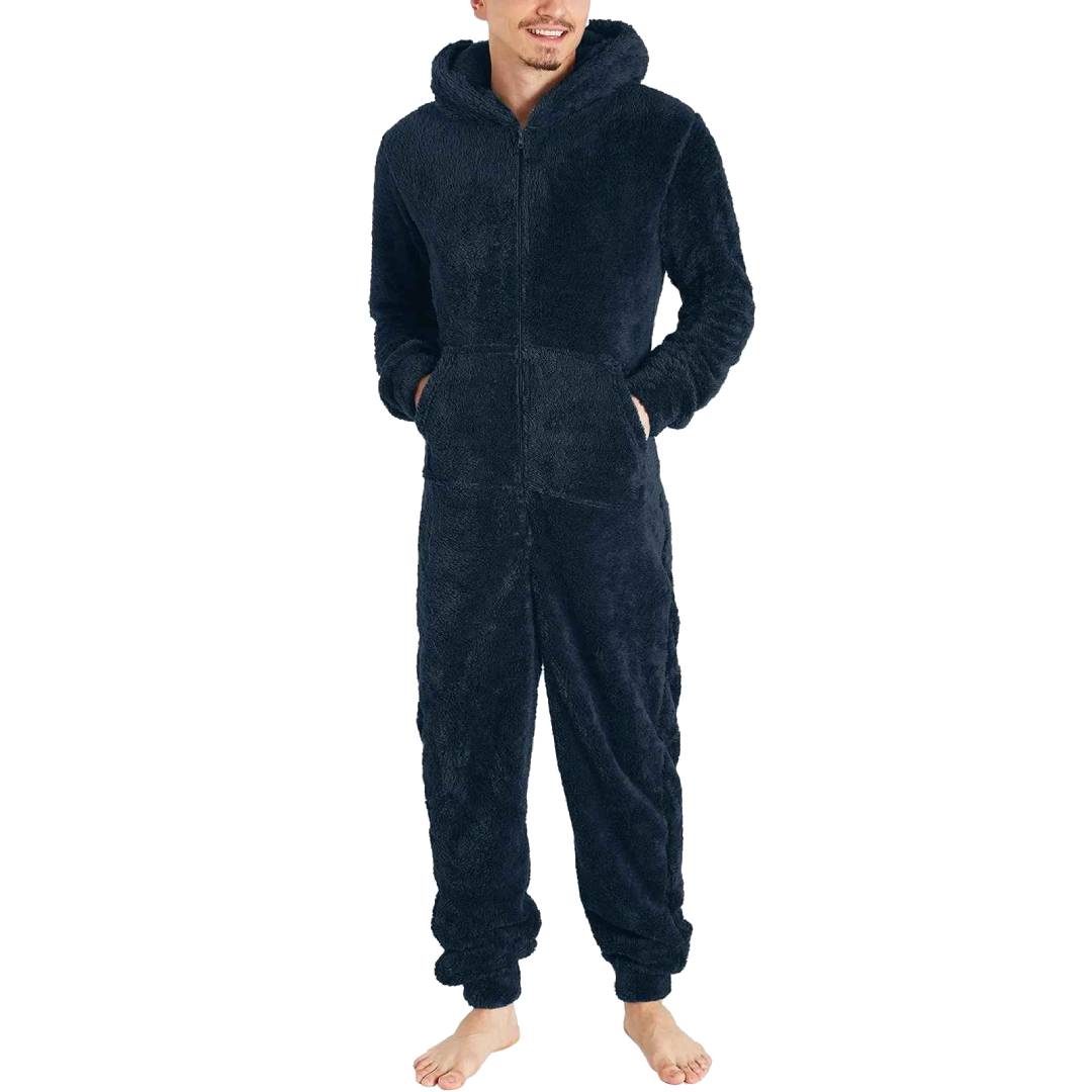Fleece Jumpsuit Herr – Varm & Mysig Overall Marinblå