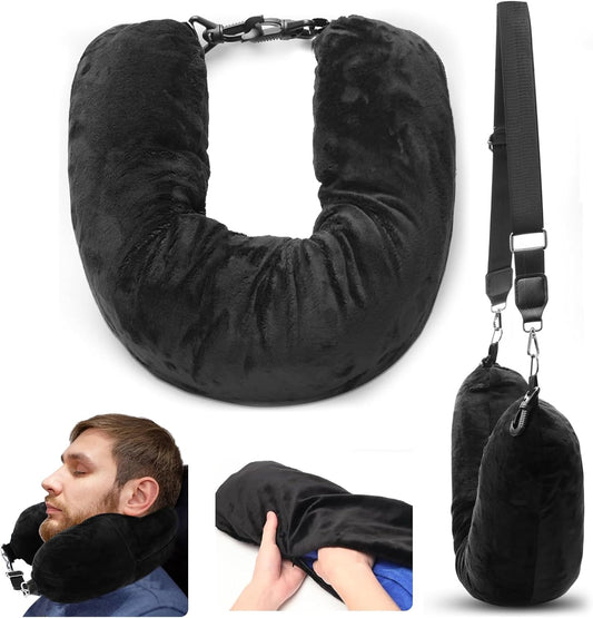 Nackkudde med packfunktion för resor Svart
