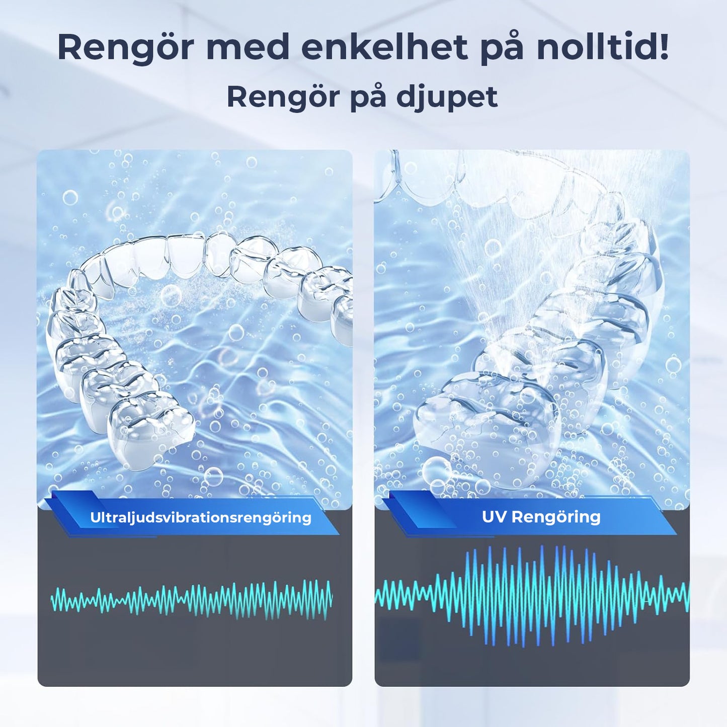 Rengöring för bettskenor, snarkskenor, munskydd, proteser, retainers