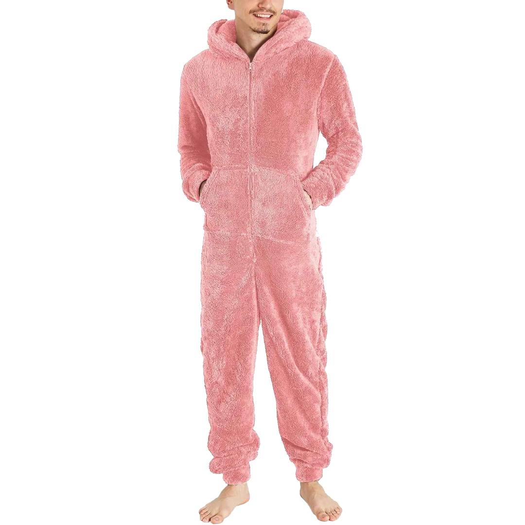 Fleece Jumpsuit Herr – Varm & Mysig Overall Rosa
