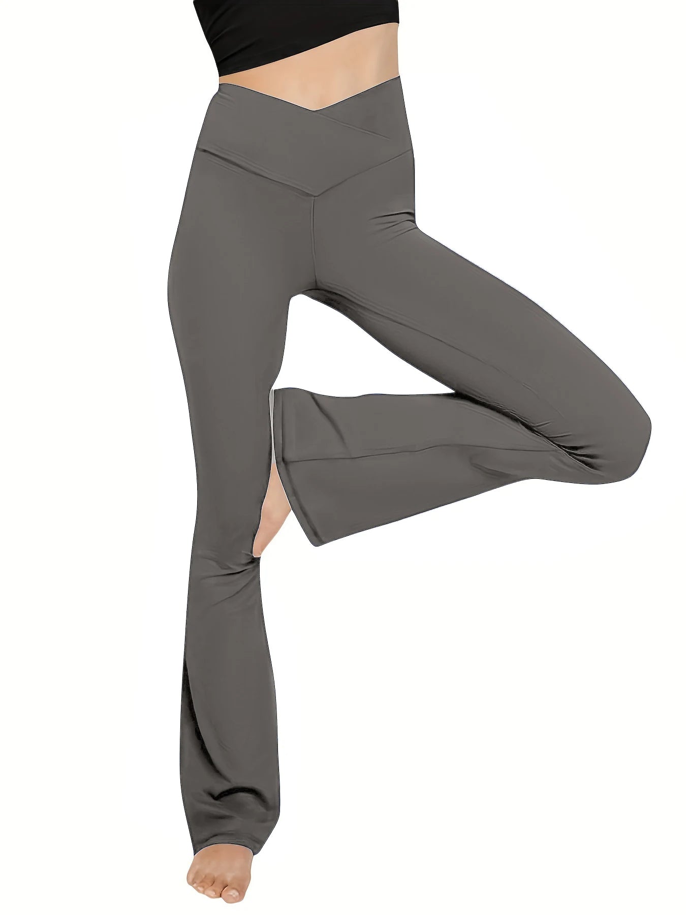 Bootcut leggings med hög midja Grå