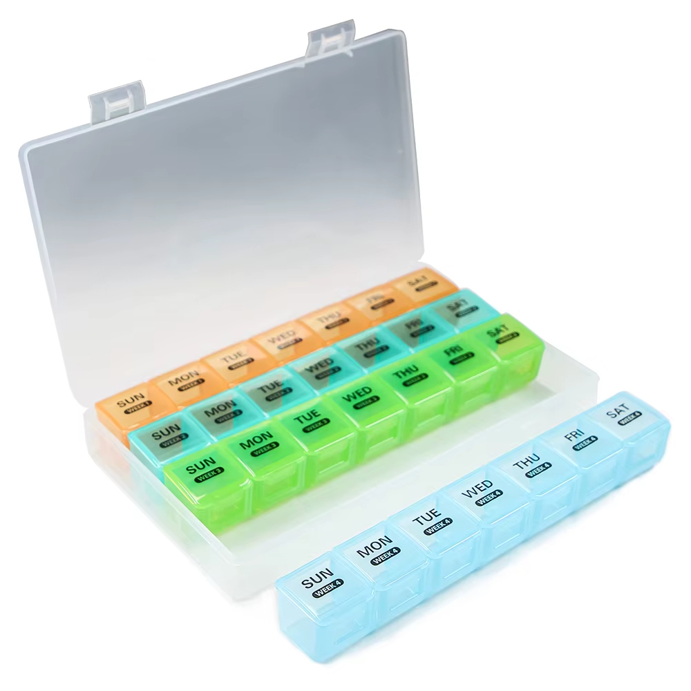 Pillerbox 4 veckor med daglig dosering (4x7dagar) Multi-färg