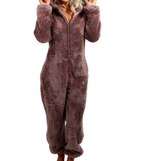 Fleece Jumpsuit Dam – Varm & Mysig Overall Brun