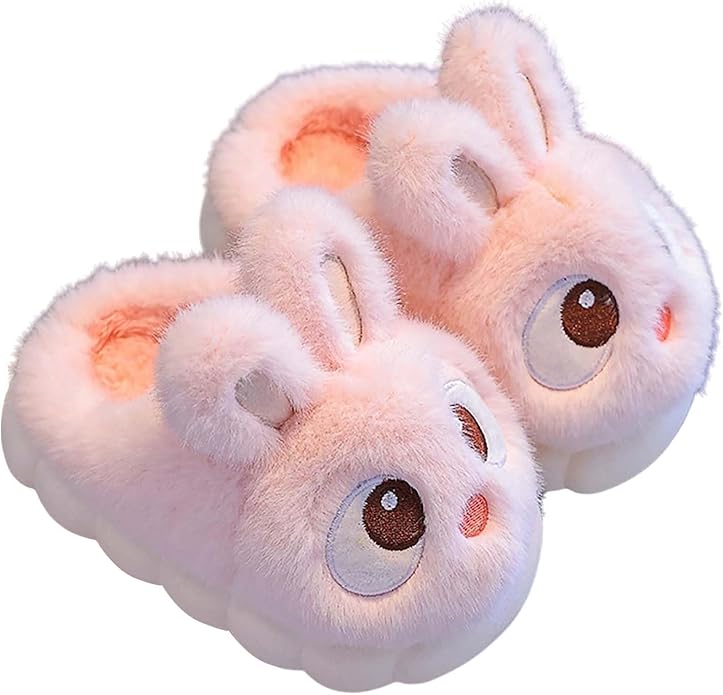 Fluffiga kanintofflor för barn Rosa