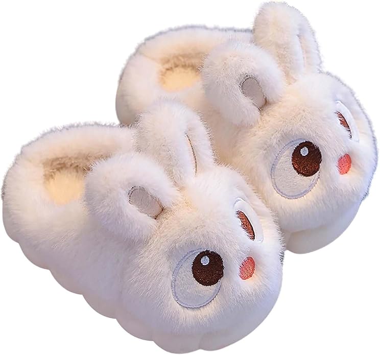 Fluffiga kanintofflor för barn Vit