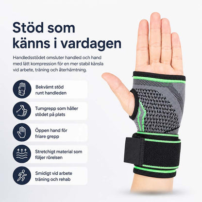 Handledsstöd med kompression och tumgrepp