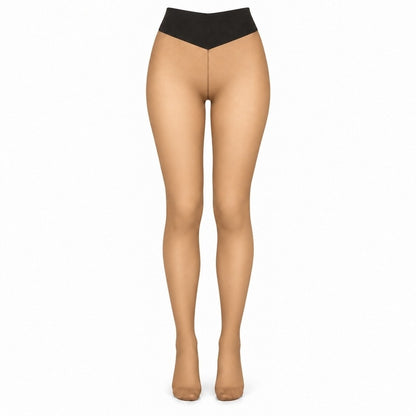 Fleecefodrade strumpbyxor med transparent look Beige