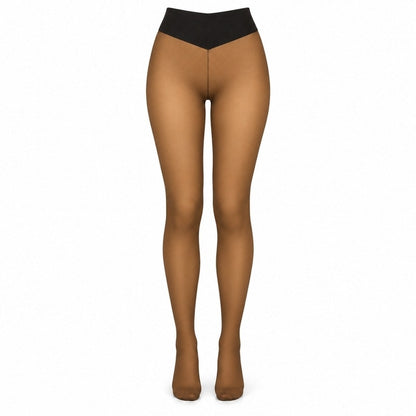 Fleecefodrade strumpbyxor med transparent look Bronze