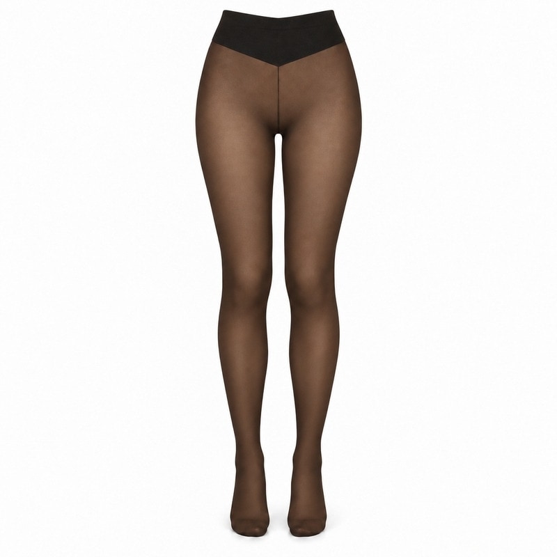 Fleecefodrade strumpbyxor med transparent look Brun