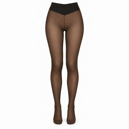 Fleecefodrade strumpbyxor med transparent look Brun