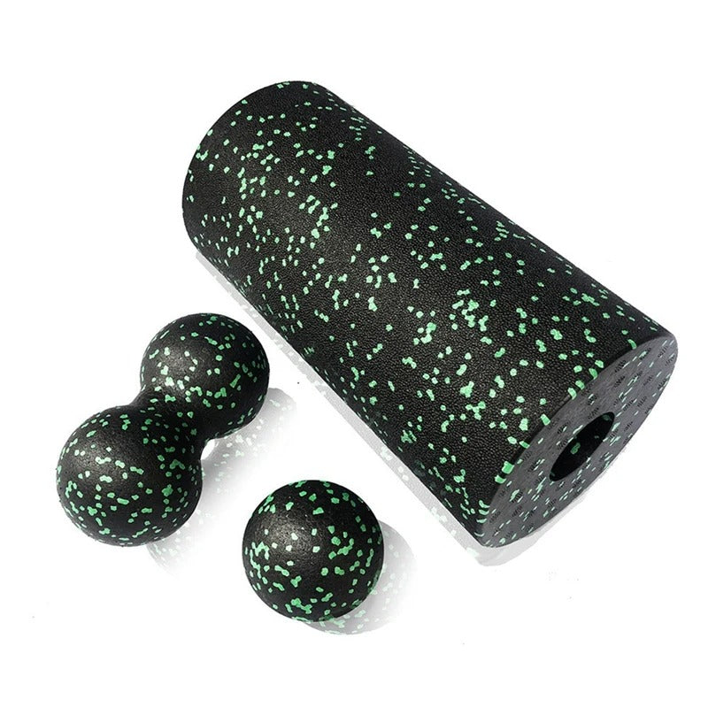 Massagebollar & foamroller för stel rygg och spända muskler Grön