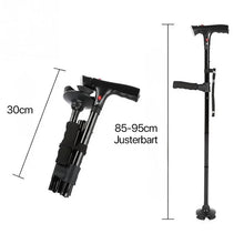 Ihopfällbar käpp med dubbla handtag, alarm & lampa