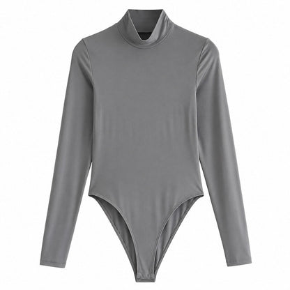 Långärmad body för dam med polokrage - bild 5