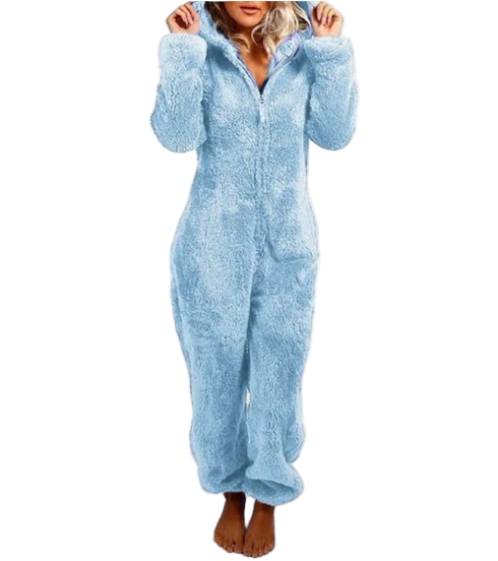 Fleece Jumpsuit Dam – Varm & Mysig Overall Ljusblå