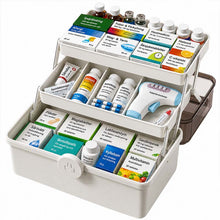 Medicinlåda med 3 nivåer och bärhandtag