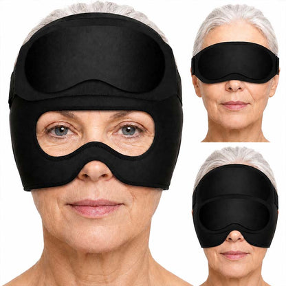 Migränmössa och ögonmask med gel för kyla och värme