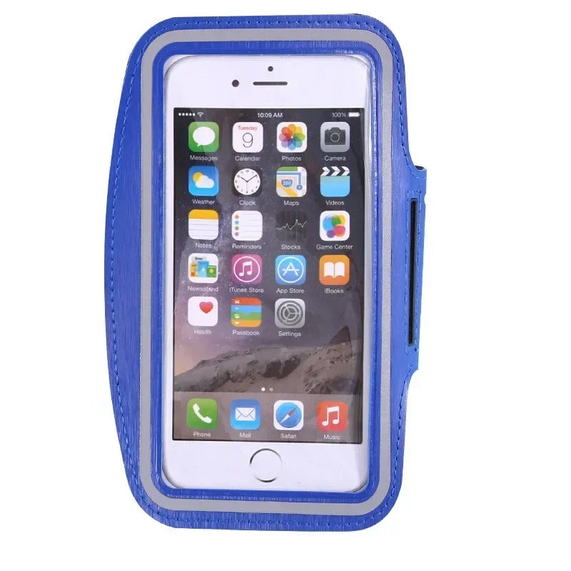 Mobilarmband för löpning - justerbart fodral med skärmskydd Blå