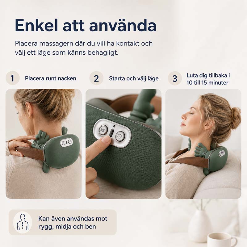 Nackmassage elektrisk med värme och knådning