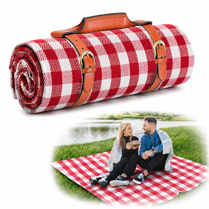 Picknickfilt hopfällbar med vattentät undersida Röd