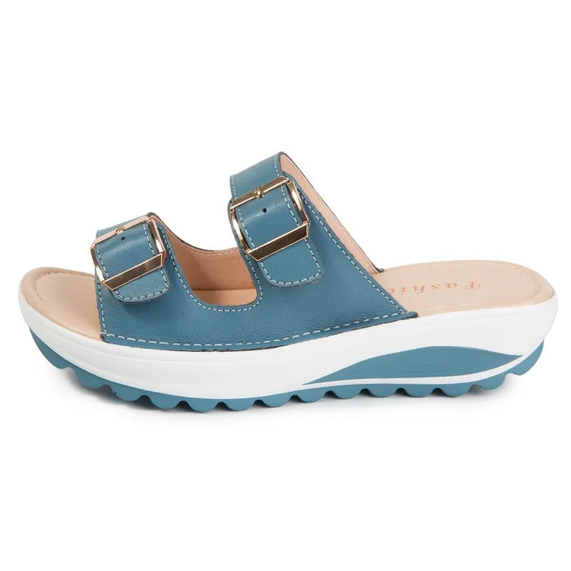 Sandaler med kilklack och dämpande sula Blå