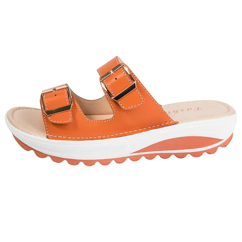 Sandaler med kilklack och dämpande sula Orange