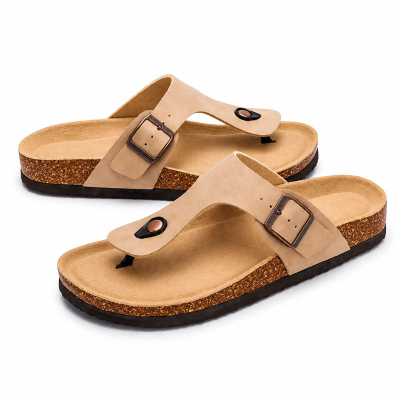 Sandaler med stötdämpande sula och justerbar rem Beige