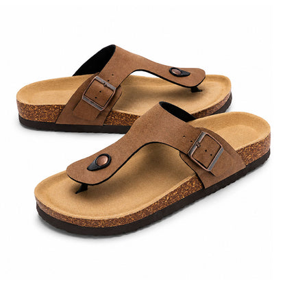 Sandaler med stötdämpande sula och justerbar rem Brun
