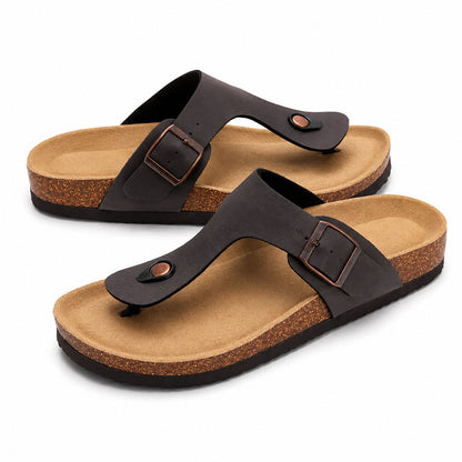 Sandaler med stötdämpande sula och justerbar rem Mörkbrun