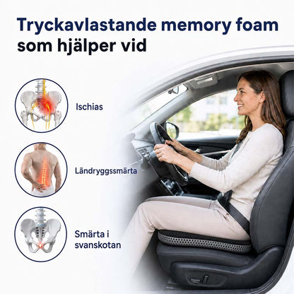 Sittkudde i memory foam för rygg och svanskota