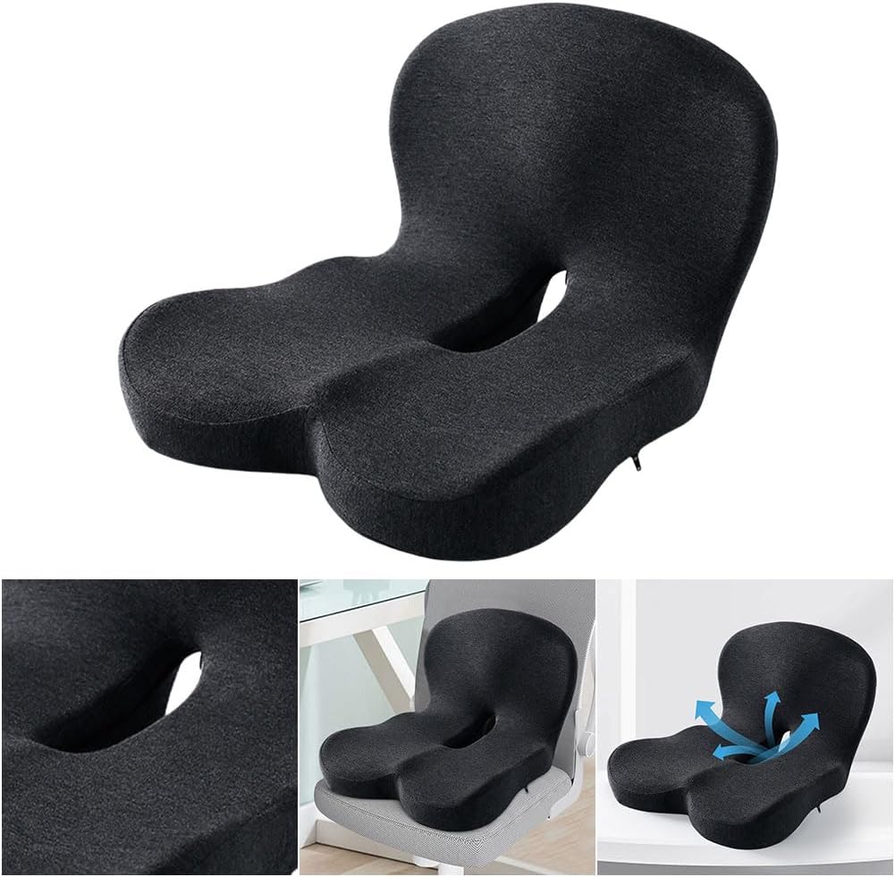 Sittkudde med ländryggsstöd – memory foam kontor & bil