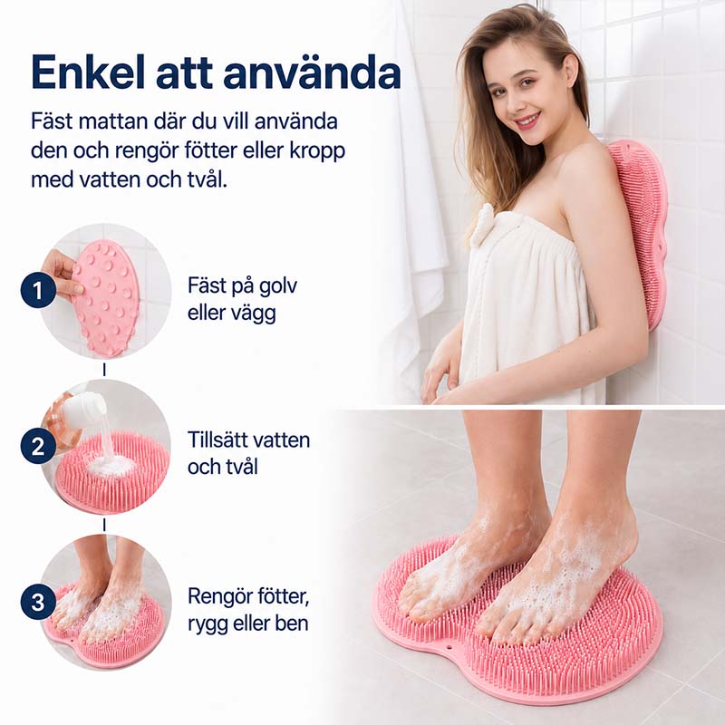 Skrubbmatta för fötter och kropp i duschen