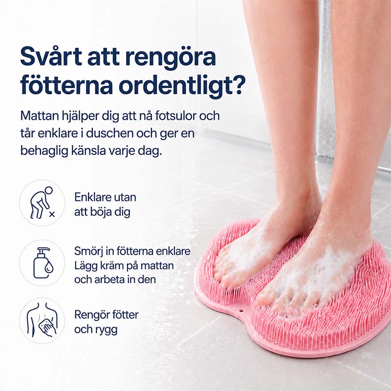 Skrubbmatta för fötter och kropp i duschen