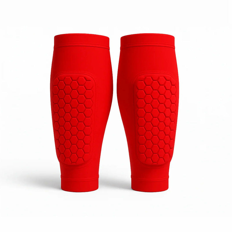 Smalbensskydd för skidåkning och fotboll Röd