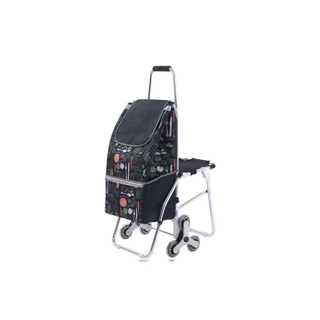 Shoppingvagn med sits Svart-Mönstrad