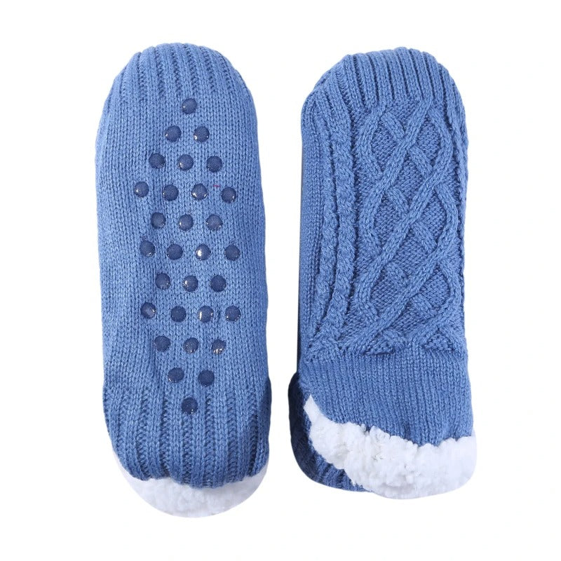Toffelsockor med halkskydd - varma innesockor Ljusblå