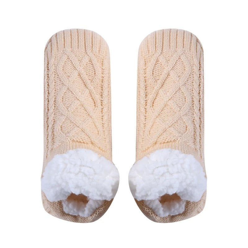 Toffelsockor med halkskydd - varma innesockor Beige
