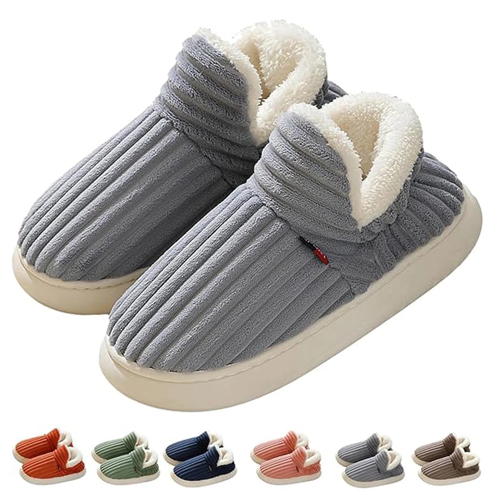 Tofflor med mjukt foder och halkfri sula Grå