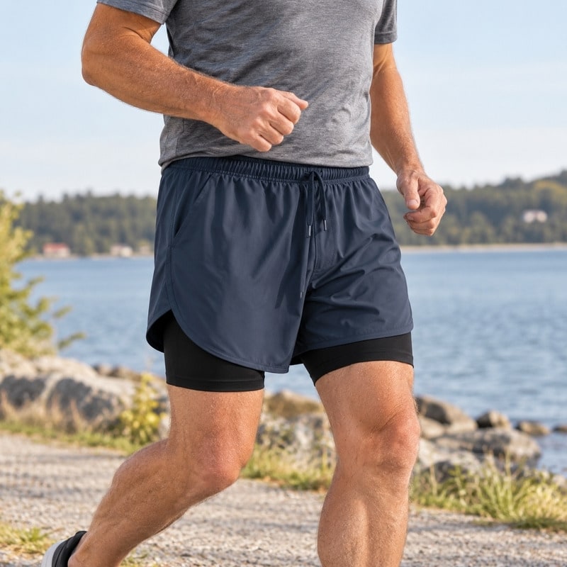 Träningsshorts med innerbyxa för män
