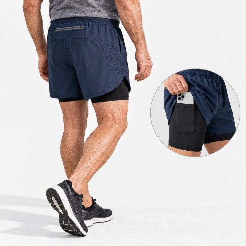 Träningsshorts med innerbyxa för män