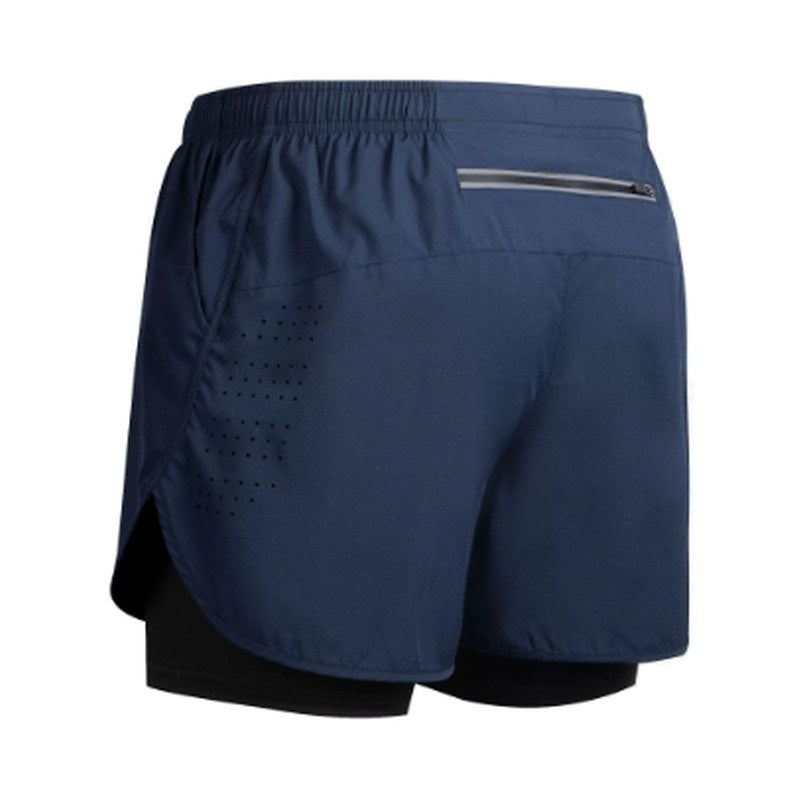 Träningsshorts med innerbyxa för män Marinblå