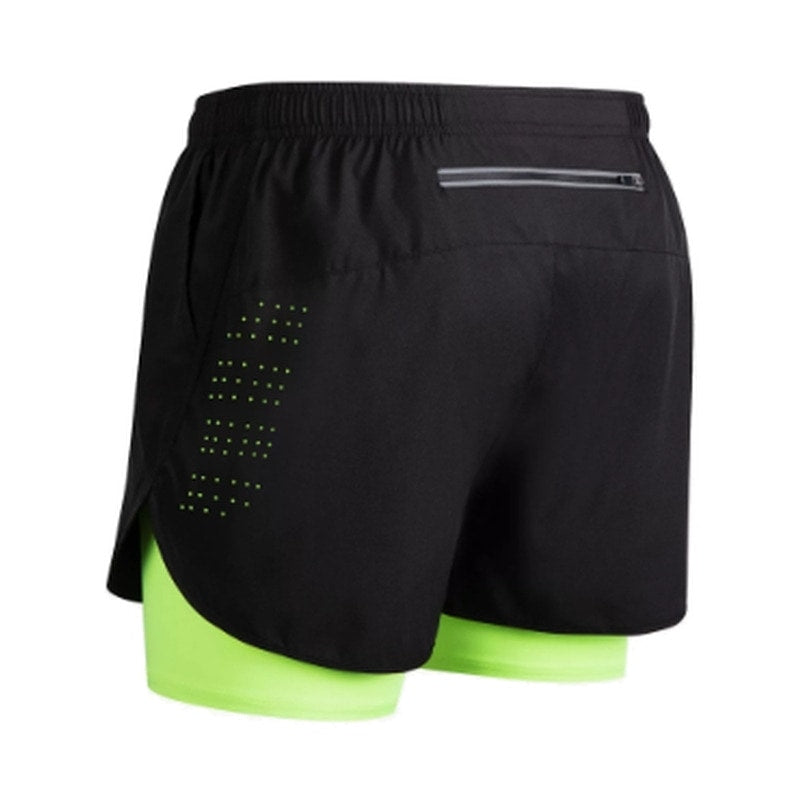 Träningsshorts med innerbyxa för män Svart grön