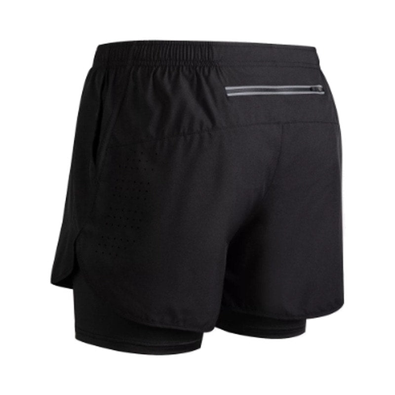 Träningsshorts med innerbyxa för män Svart