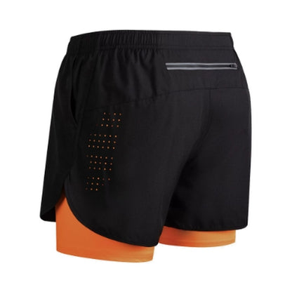 Träningsshorts med innerbyxa för män Svart orange