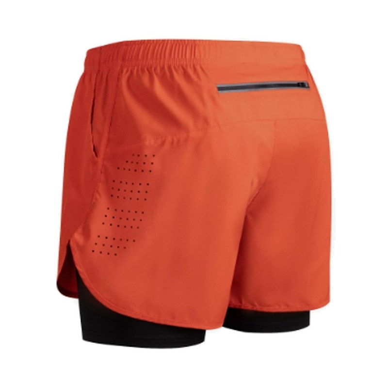 Träningsshorts med innerbyxa för män Röd svart