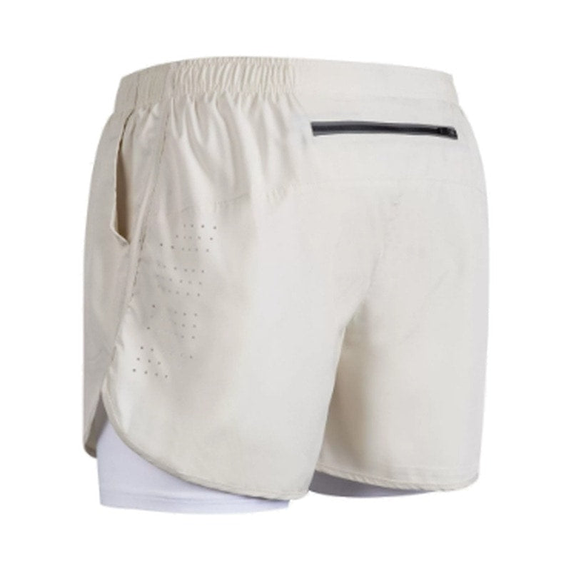 Träningsshorts med innerbyxa för män Vit